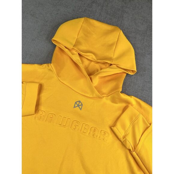 Rawgear Hoodie Womens (S) Yellow Cropped Embossed Performance Pullover - Picture 1 of 7
